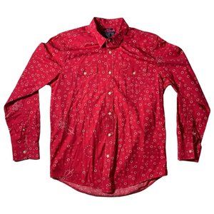 Vintage American Rag Mens Medium Long Sleeve Button Down Red Bandana Shirt